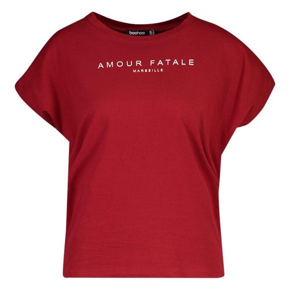 Boohoo Amour Fatale Graphic Tee Red - Picture 5 of 8